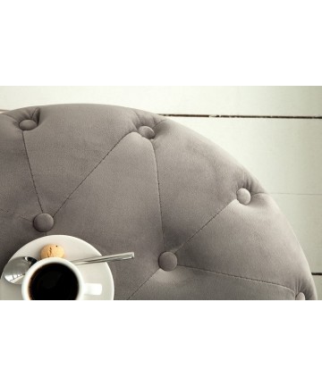 luksusowe siedzisko z szarej tkaniny w stylu Chesterfield 