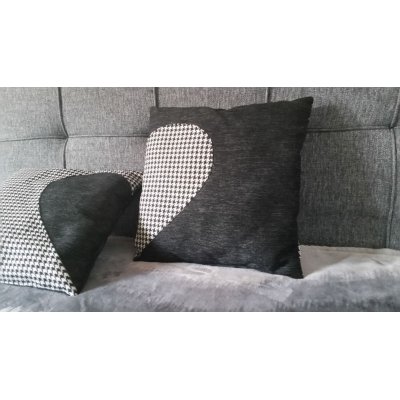 Poduszka pepitka komplet 2 poduszek z sercem dekoracyjna dwustronna 40x40