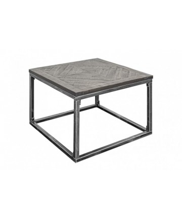 designerski stolik kawowy z litego drewna w industrialnym stylu