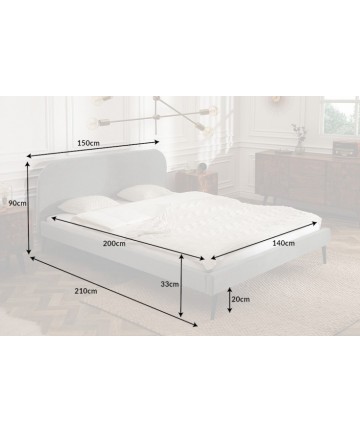 Szare podwójne łóżko 140x200
