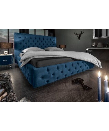 Welurowe niebieskie łóżko do sypialni