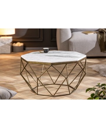 Designerski stolik z marmurowym blatem