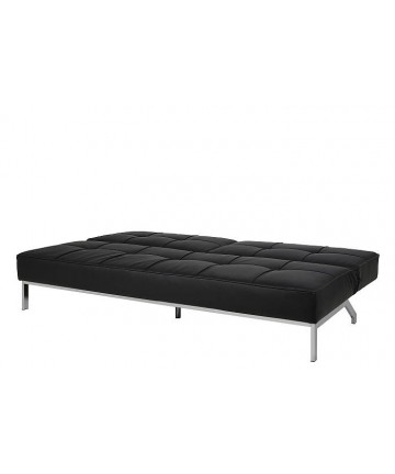Czarna skórzana sofa z funkcją spania