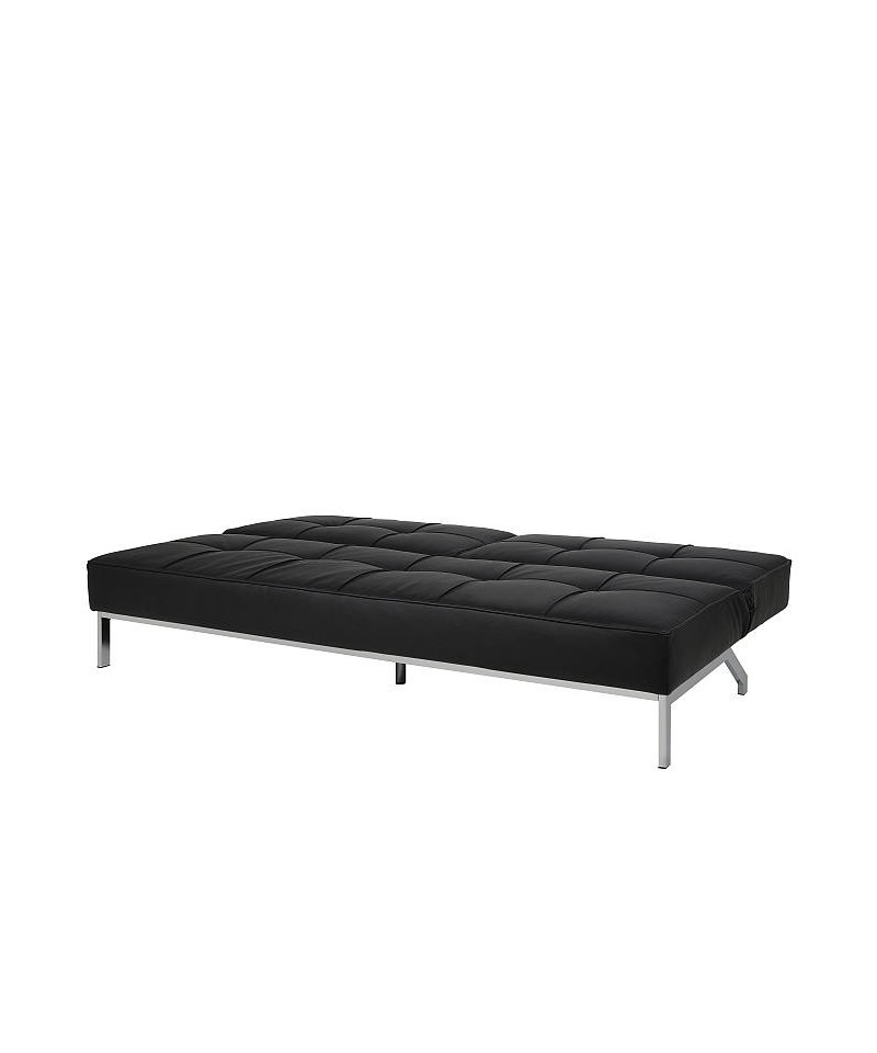 Czarna skórzana sofa z funkcją spania
