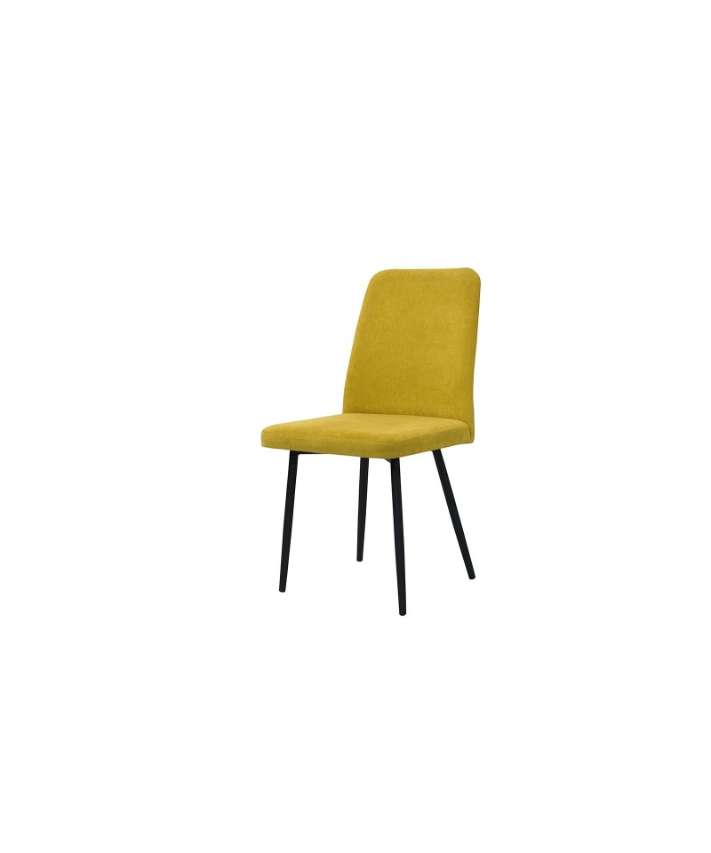 nowoczesne krzesło z możliwością zmiany tapicerki na czarnych , metalowych nogach