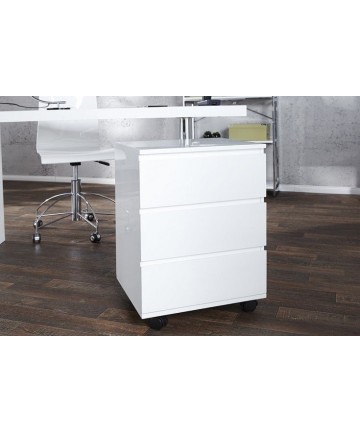 designerska szafka biurowa z szufladami w modnej bieli 