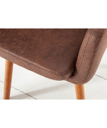 Krzesło Premium Vintage Brązowe z podłokietnikami skandynawskie 
