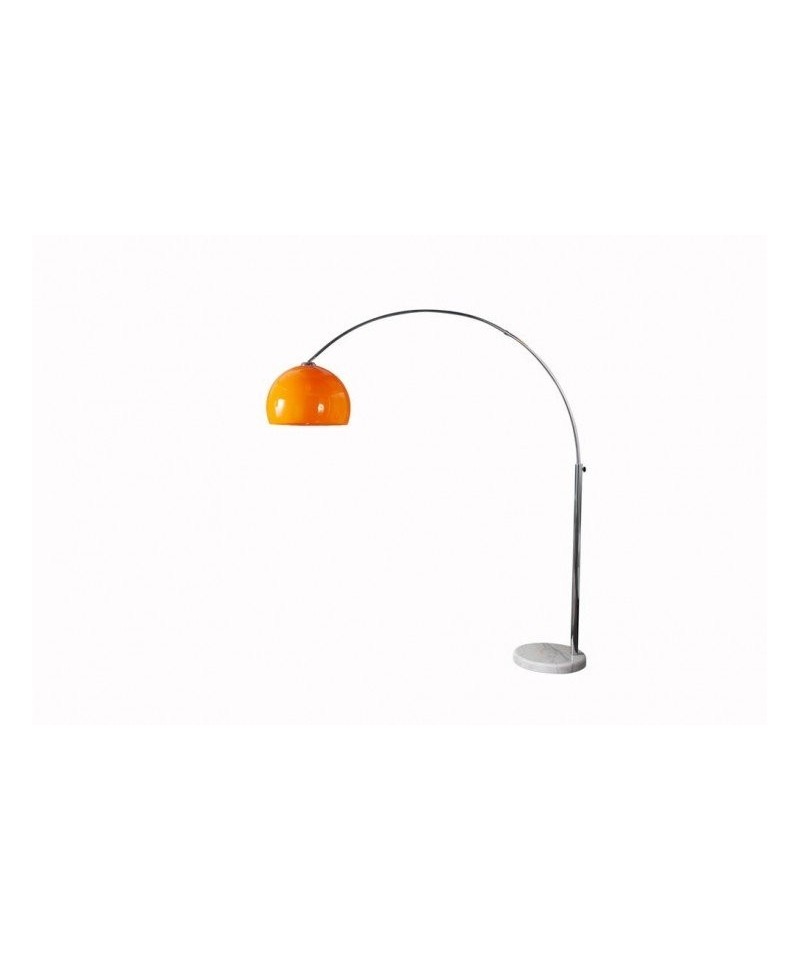 elagancka lampa podłogowa regulowany pałąk pomarańczowy klosz styl modernistyczny ciepłe światło