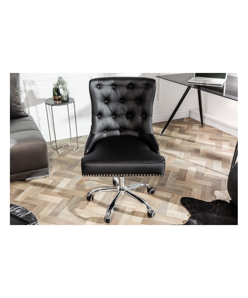 Krzesło biurowe Queen czarne skórzane
