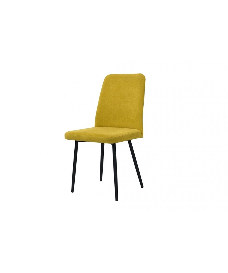 nowoczesne krzesło z możliwością zmiany tapicerki na czarnych , metalowych nogach