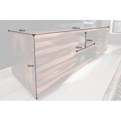 Masywna szafka RTV 150 z litego drewna 3d