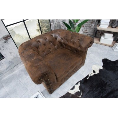Fotel Luxury Chesterfield Brązowy z guzikami styl klasyczny