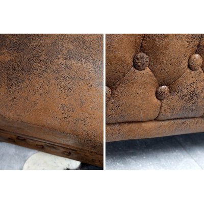 Fotel Luxury Chesterfield Brązowy z guzikami styl klasyczny