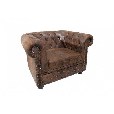 Fotel Luxury Chesterfield Brązowy z guzikami styl klasyczny