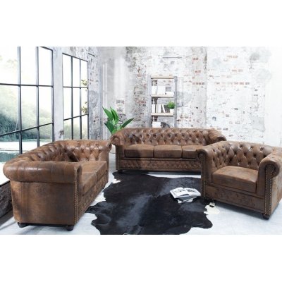 Fotel Luxury Chesterfield Brązowy z guzikami styl klasyczny