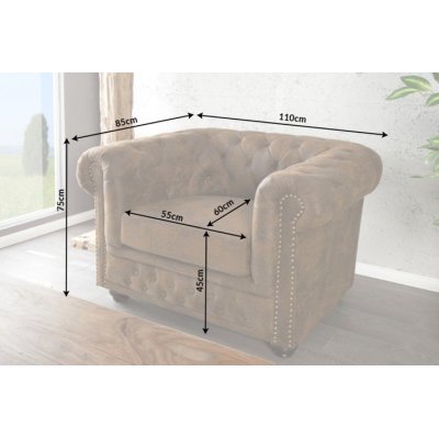 Fotel Luxury Chesterfield Brązowy z guzikami styl klasyczny