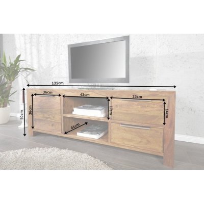 Masywna szafka RTV z litego drewna 135
