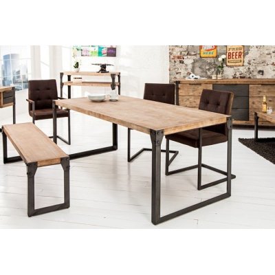 Stół Factory Akacja Bielona 160 drewniany masywny industrialny przemysłowy