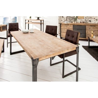 Stół Factory Akacja Bielona 160 drewniany masywny industrialny przemysłowy 