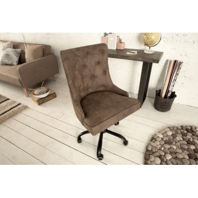 designerski brązowy fotel biurowy do biurka 