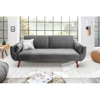 nowoczesna sofa w szarym kolorze wykonana z aksamitnej tkaniny