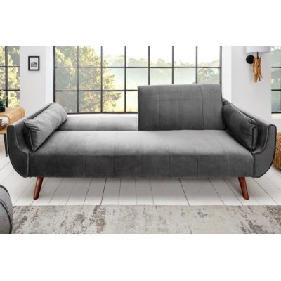 nowoczesna sofa w szarym kolorze wykonana z aksamitnej tkaniny
