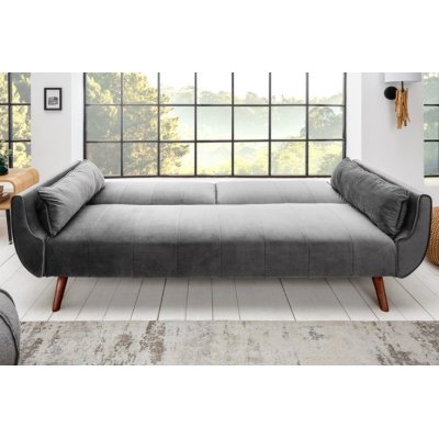 nowoczesna sofa w szarym kolorze wykonana z aksamitnej tkaniny