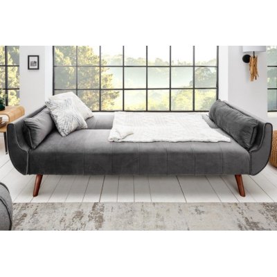 nowoczesna sofa w szarym kolorze wykonana z aksamitnej tkaniny