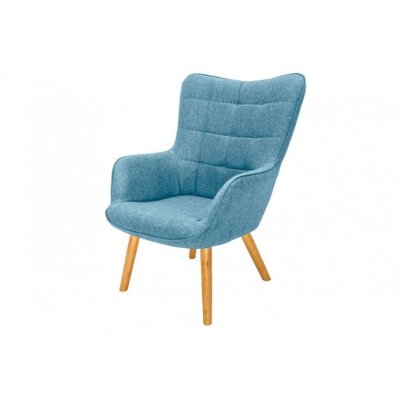 designerski fotel z podłokietnikami w przepięknym jasnoniebieskim kolorze