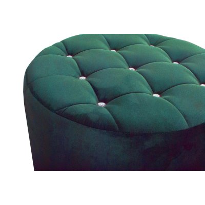 Pufa okrągła 60 cm z kryształkami zielona